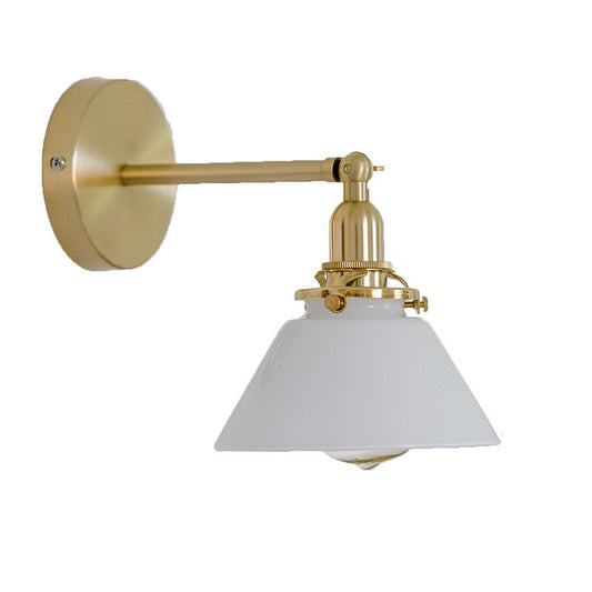 Zetecia Glass Shade Brass Wall Light Vintage Indoor Wall Sconce