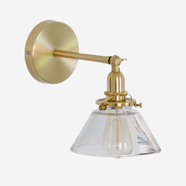 Zetecia Glass Shade Brass Wall Light Vintage Indoor Wall Sconce