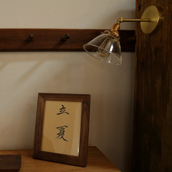 Zetecia Glass Shade Brass Wall Light Vintage Indoor Wall Sconce