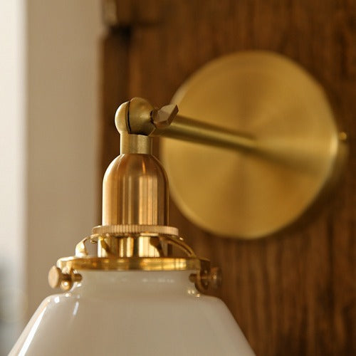 Zetecia Glass Shade Brass Wall Light Vintage Indoor Wall Sconce