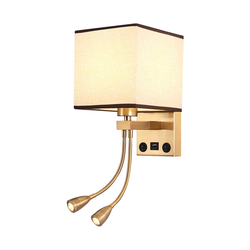 Zetecia 5W LED Wall Light Fabric Shade Bedside Reading Wall Sconce White Light