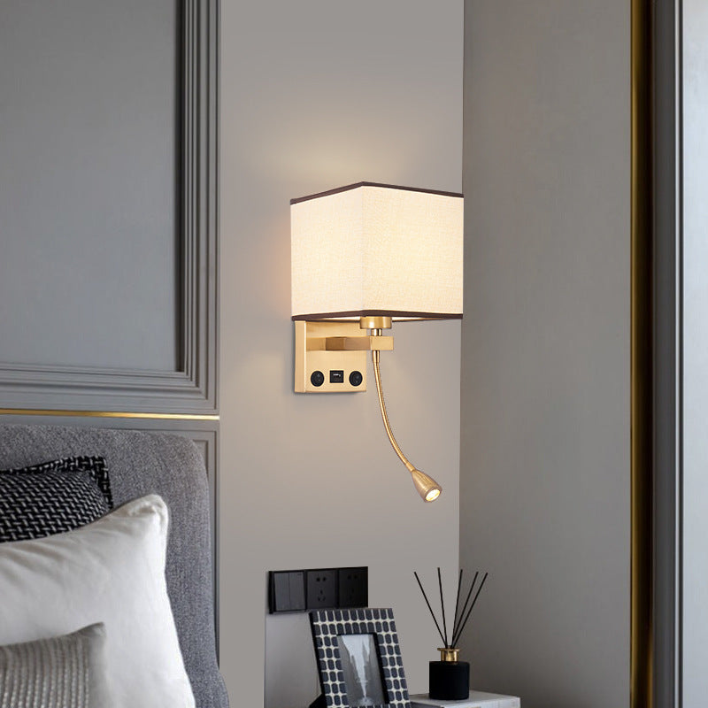 Zetecia 5W LED Wall Light Fabric Shade Bedside Reading Wall Sconce White Light