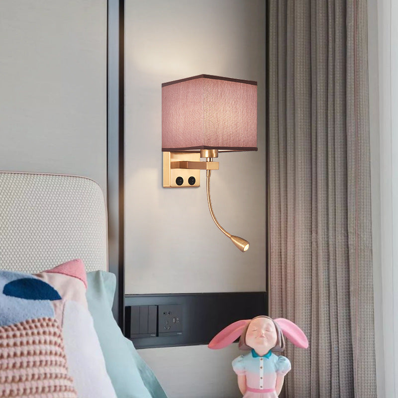 Zetecia 5W LED Wall Light Fabric Shade Bedside Reading Wall Sconce White Light