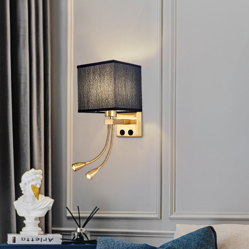 Zetecia 5W LED Wall Light Fabric Shade Bedside Reading Wall Sconce White Light