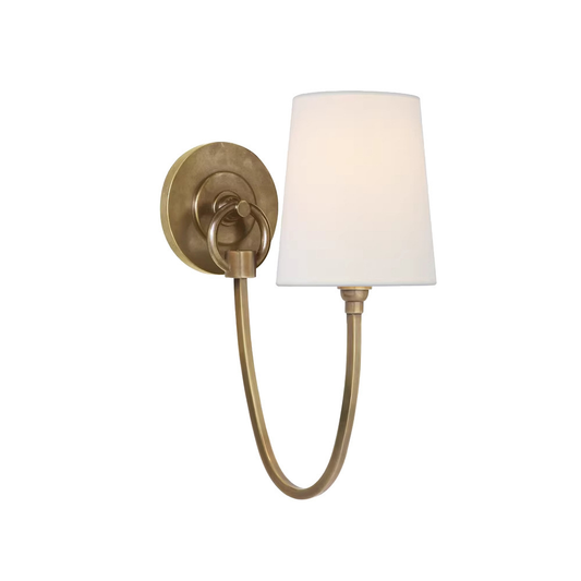 Zetecia Vintage Brass Wall Light Fabric Shade LED Wall Sconce